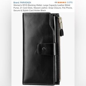 Women's Black Leather Bifold Wallet